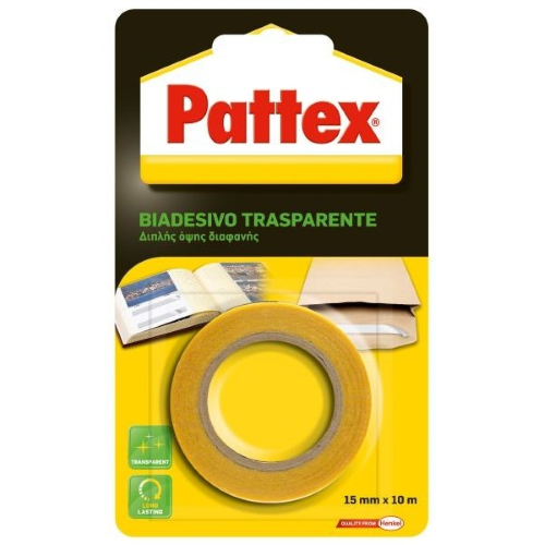 NASTRO BIADESIVO TRASPARENTE MM.15 X MT.10 PATTEX