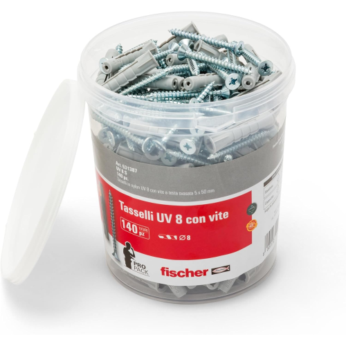 TASSELLO BARATTOLO CON VITE UV  8 S 8/40 PZ.140 FISCHER