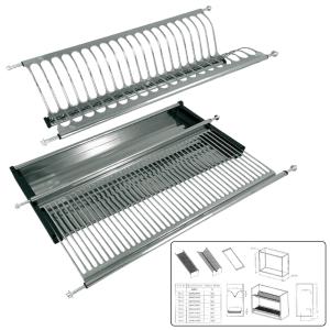 SCOLAPIATTI INOX CON MOLLA E VASCHETTA L.760 MM
