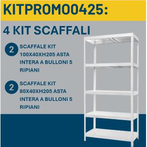 KIT COMPOSTO DA: 2 KIT SCAFFALE 80X40X205 + 2 KIT SCAFFALE 100X40X205